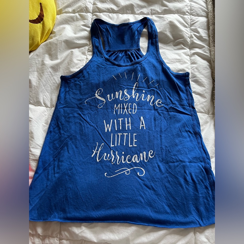 Blue racerback tank top